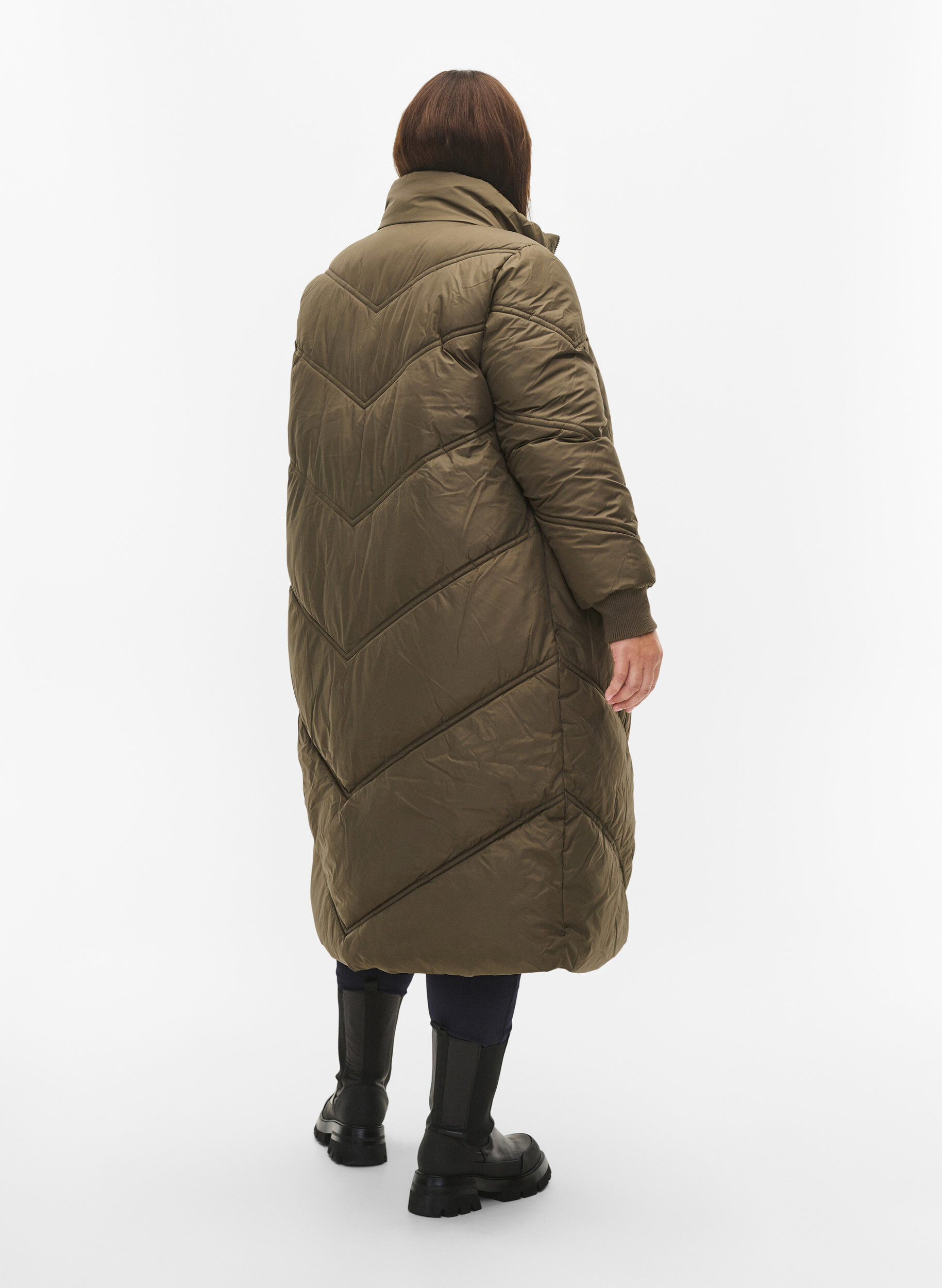 Zizzi Lange puffer winterjas, Bungee Cord , Model image number 1