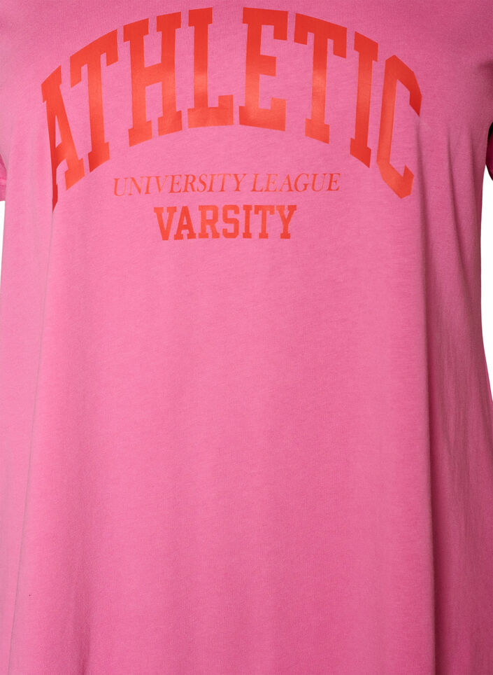 Biologisch katoenen T-shirt met varsity print en V-hals, Roze, Packshot image number 2