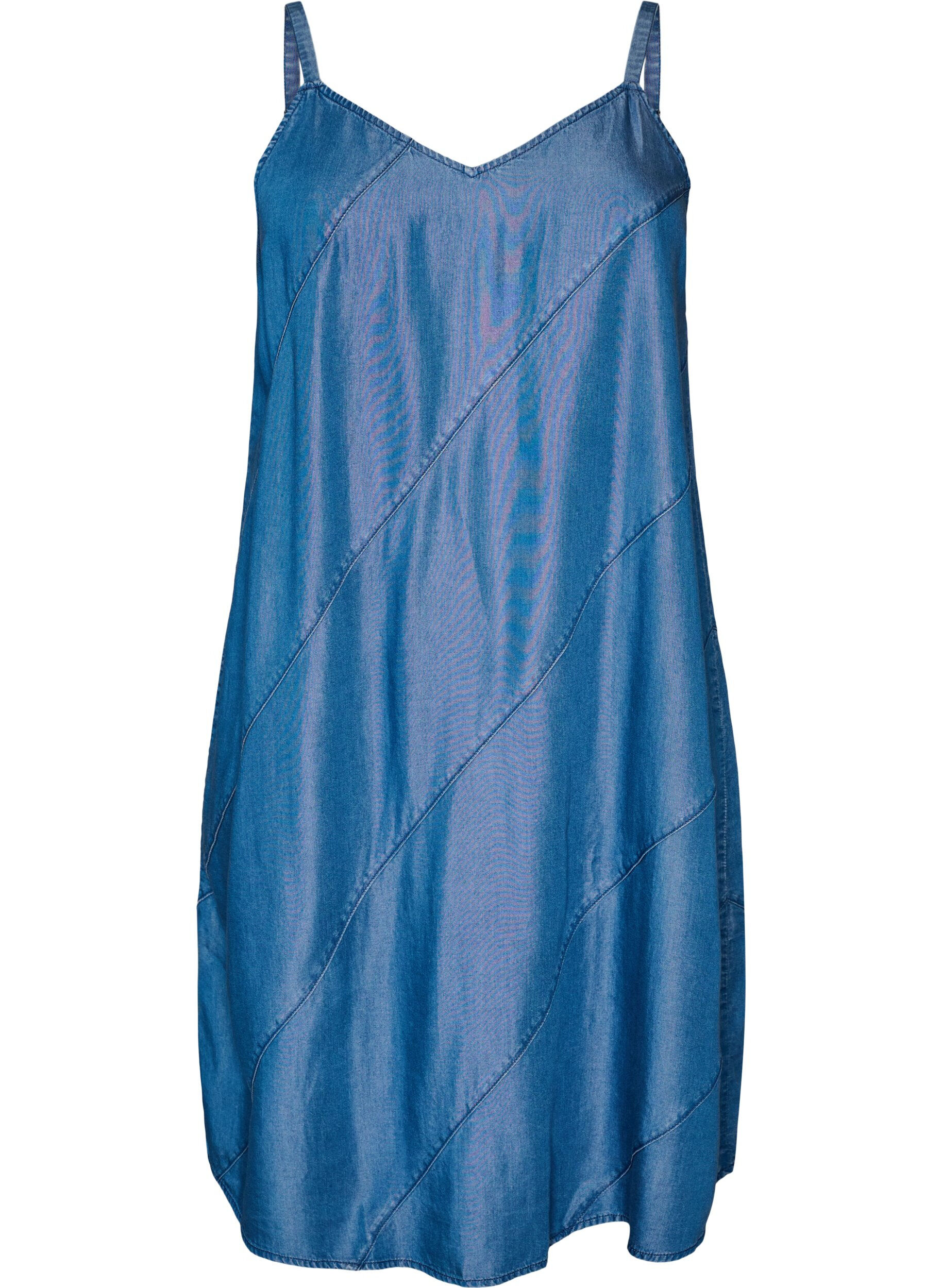 ZizziDenimlook jurk in TENCEL&trade; Lyocell met bandjes, Blauw, Packshot image number 0