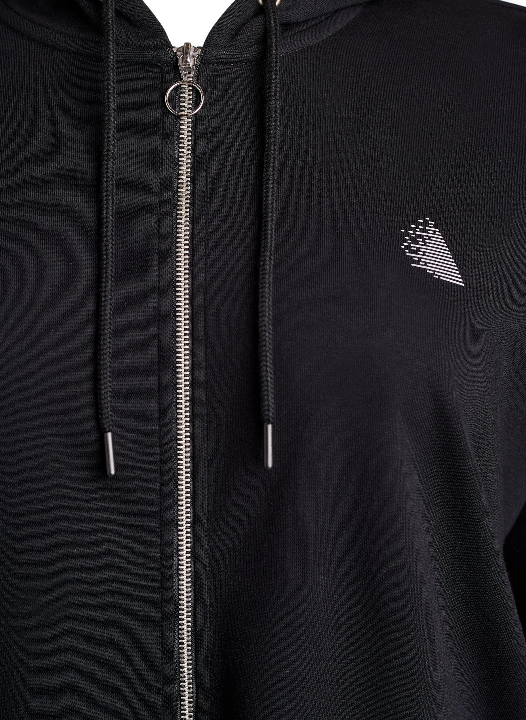 Zizzi Lange sweatvest met printdetails, Zwart, Packshot image number 2