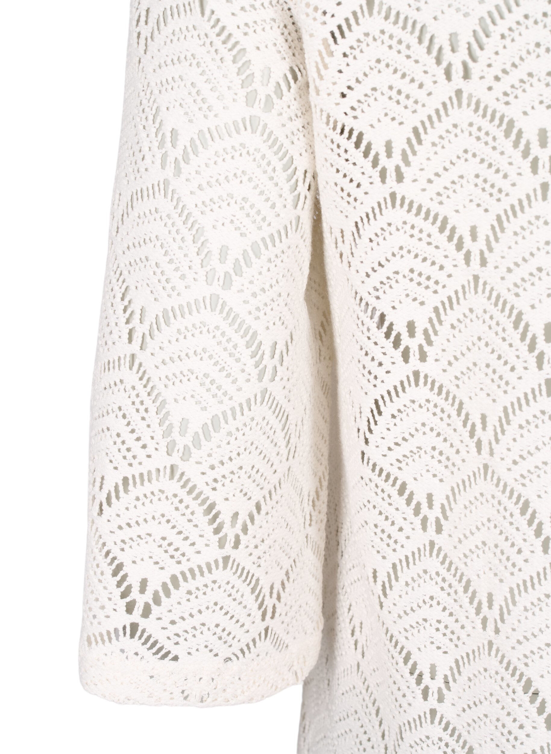 Zizzi Crochet Blouse met 3/4 mouw, Sandshell, Packshot image number 3