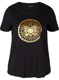 Katoenen t-shirt met goudkleurig print, Black