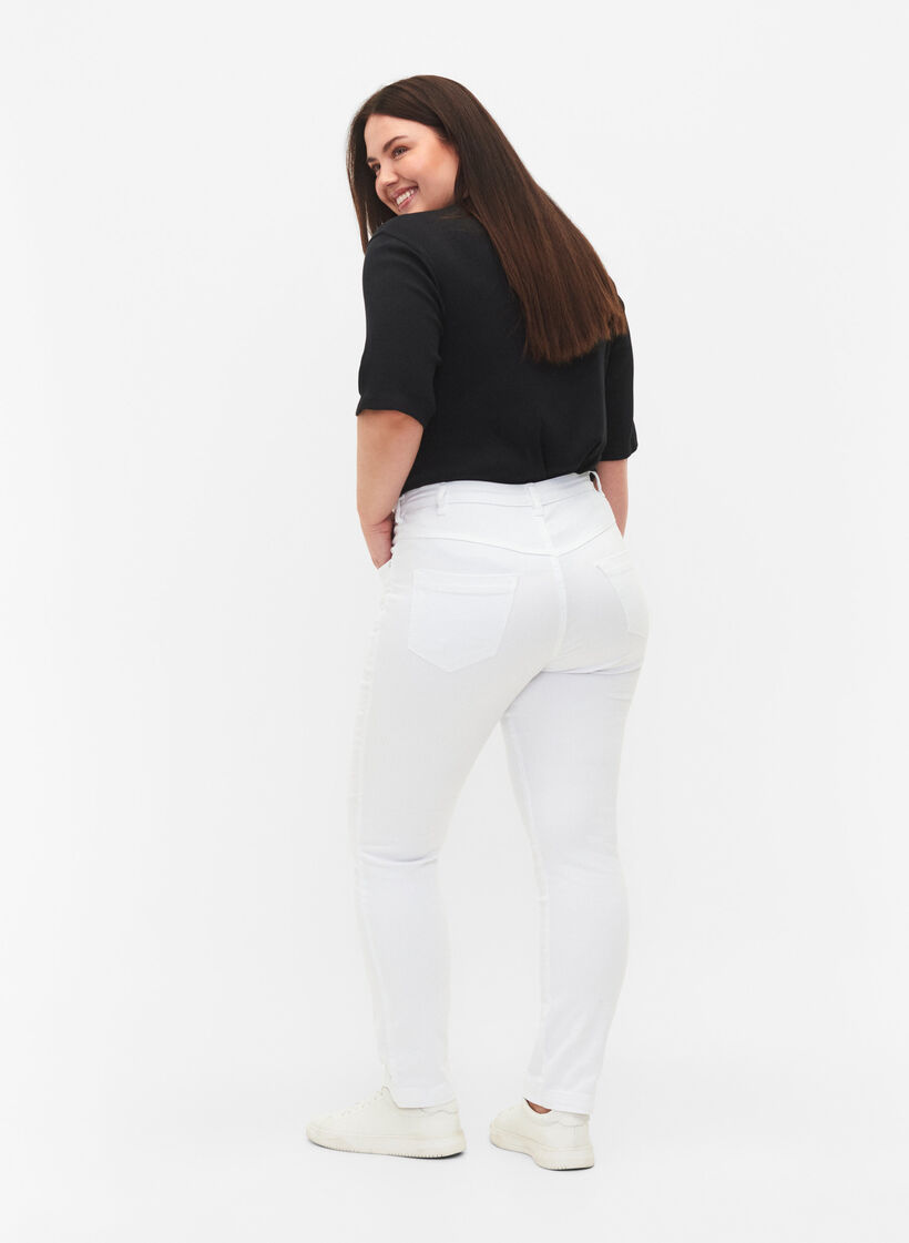Slim fit Emily jeans met normale taille, Wit, Model image number 1