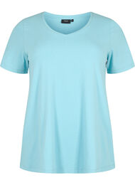 Basic t-shirt in effen kleur met katoen, Reef Waters