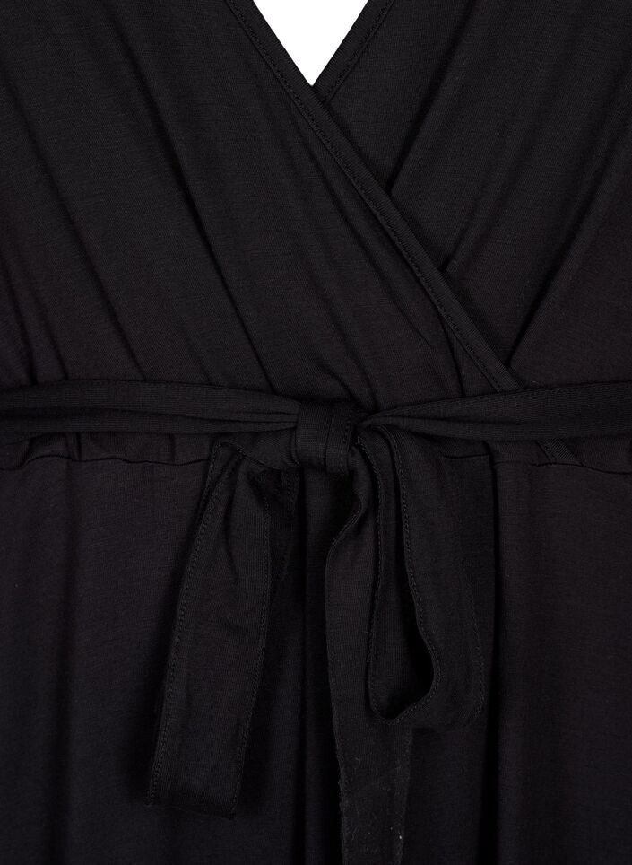 Wikkeljurk van viscose met korte mouwen, Black, Packshot image number 2