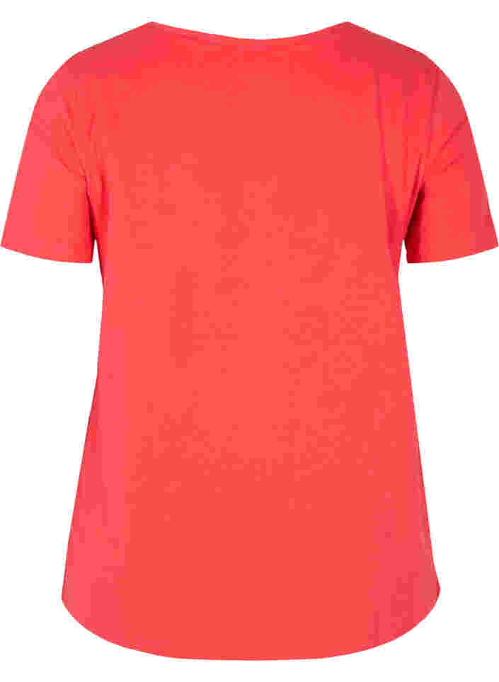 Basic t-shirt in effen kleur met katoen, Hibiscus, Packshot image number 1