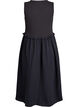 Mouwloze katoenen midi-jurk met rib en mousseline, Zwart, Packshot image number 1