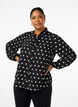 Gestippeld shirt met ruches, Black W. White Dot, Model image number 0