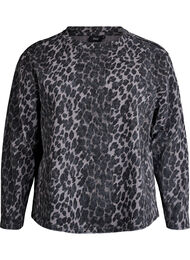 Gewassen sweatshirt met luipaardprint, Grijs