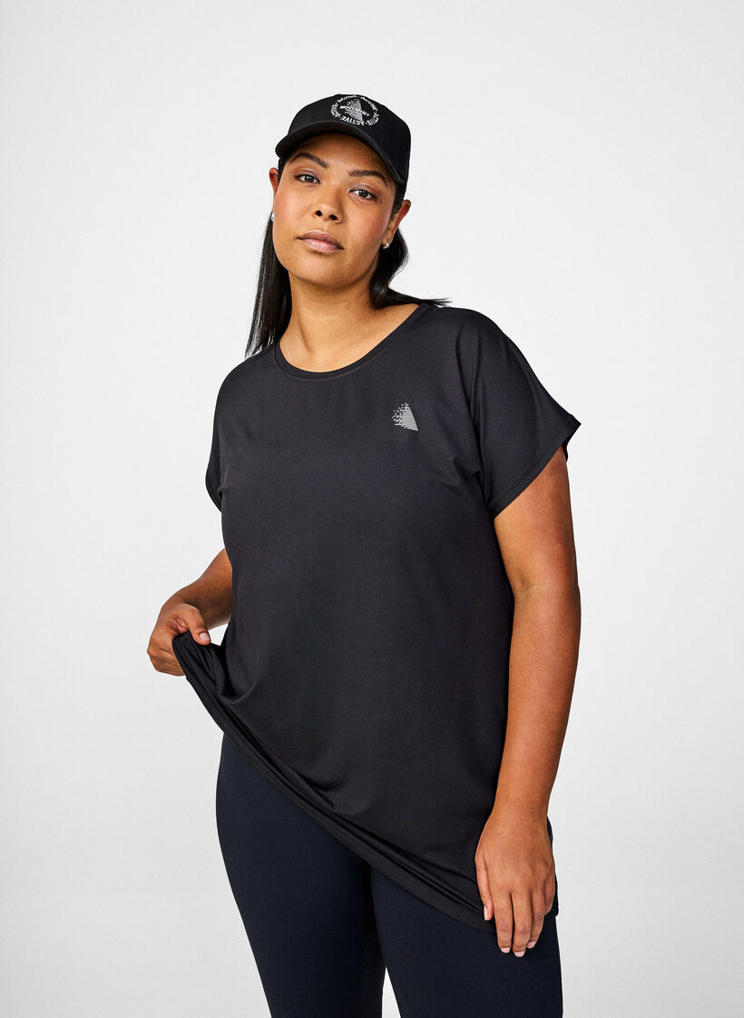 Lang workout T-shirt, Zwart, Image image number 0