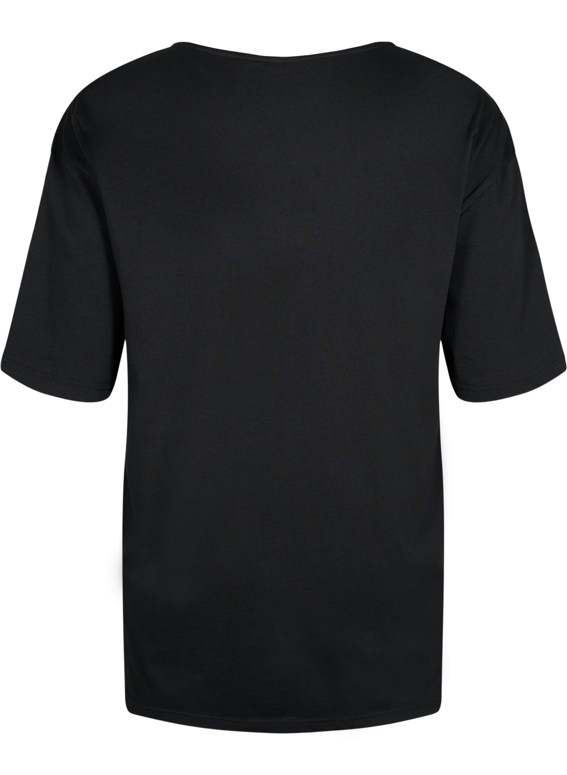 Zizzi Oversized katoenen t-shirt met print, Black GOOD, Packshot image number 1