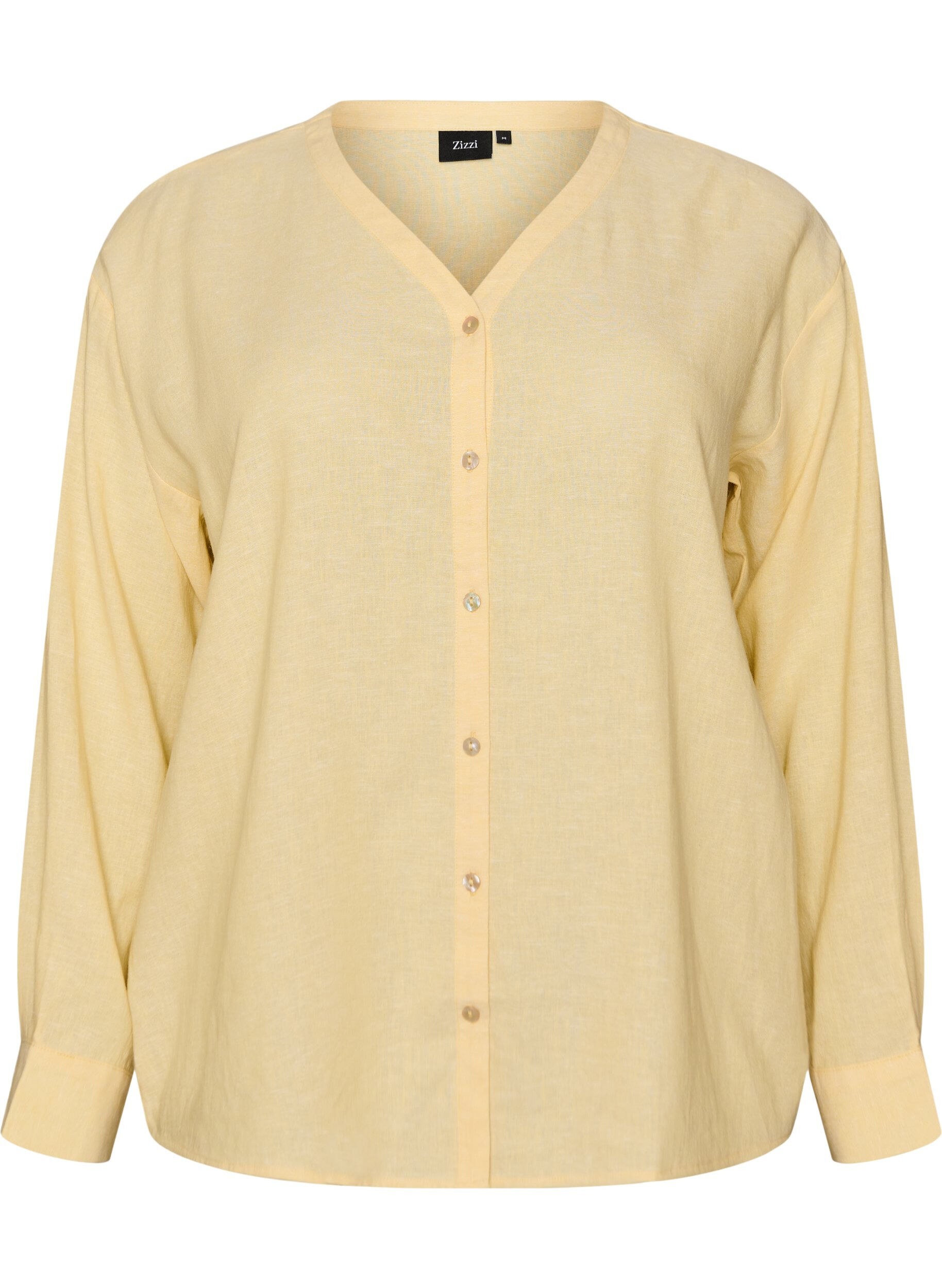 Zizzi Blouse in linnen en viscose met V-hals, 1211, Packshot image number 0