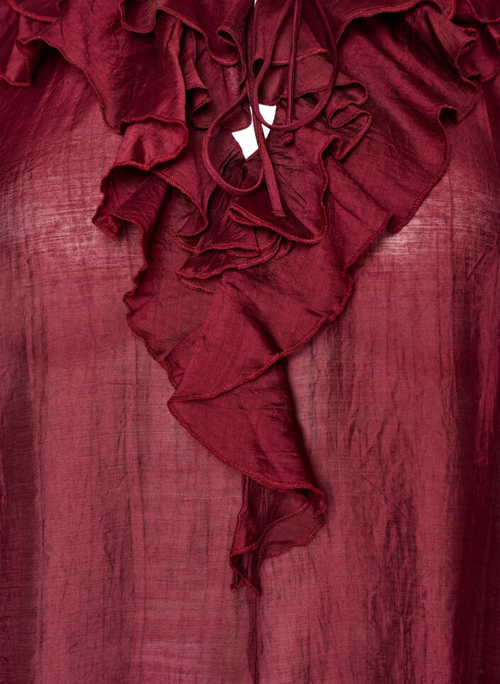 Viscose blouse met ruches en lange mouwen, Rood, Packshot image number 2