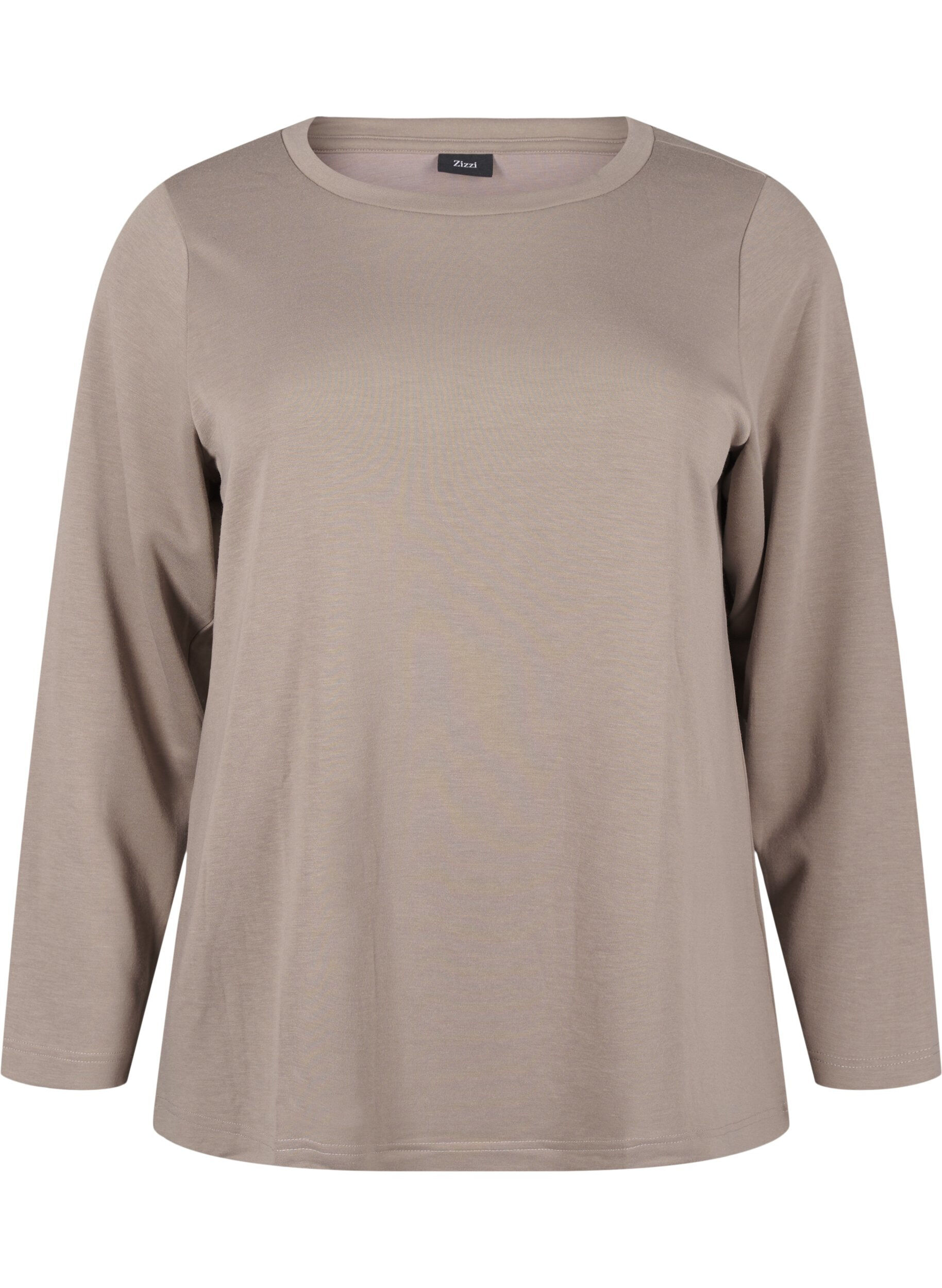 Zizzi Modal blend blouse met ronde hals, Beige, Packshot image number 0