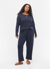 Pyjama broek in katoen met motief, Navy Blazer, Model