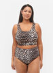 Bikinibroekje met hoge taille en print, Bruin, Model image number 0