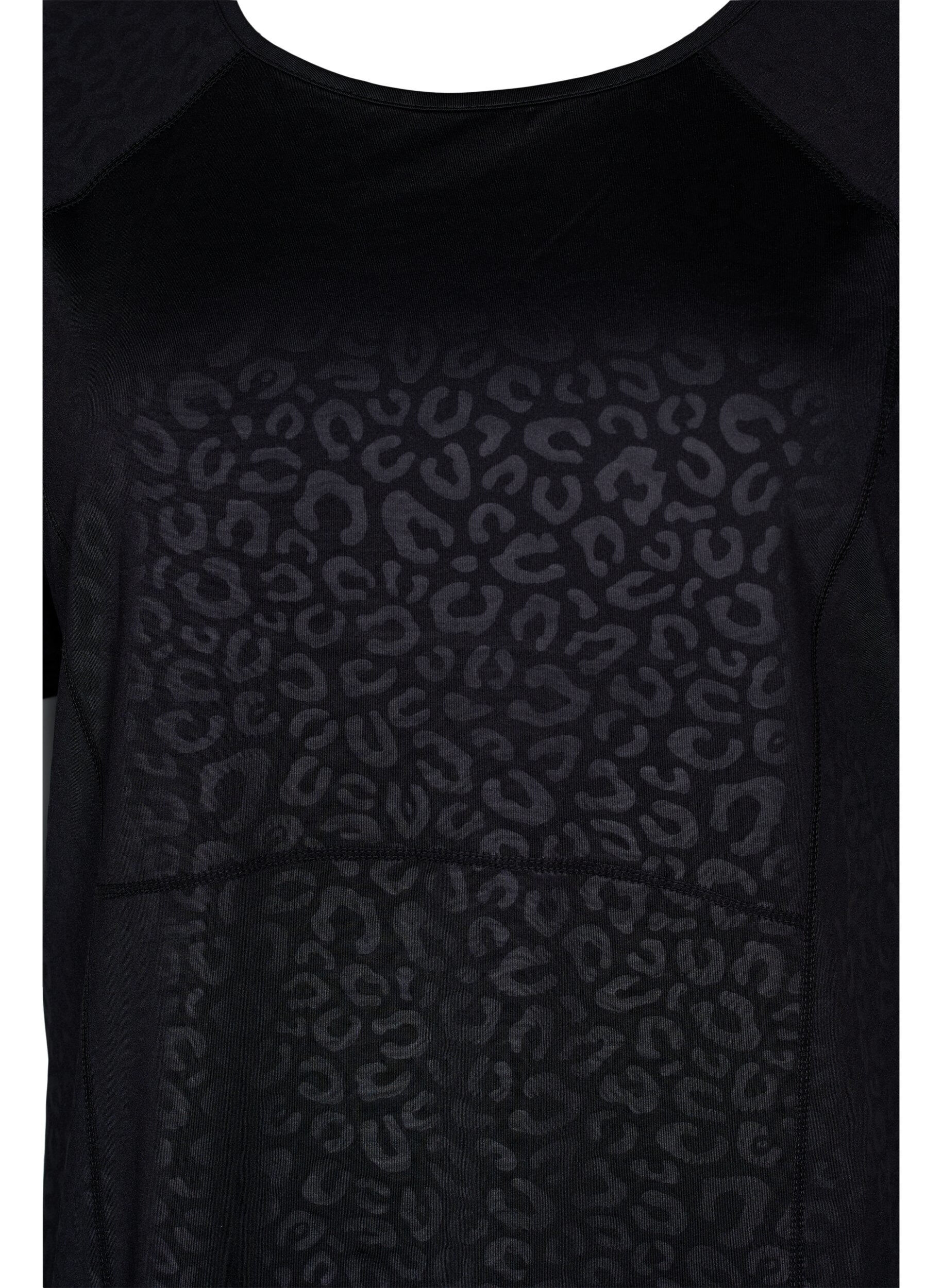 Zizzi Sport T-shirt met print en mesh, Black, Packshot image number 2