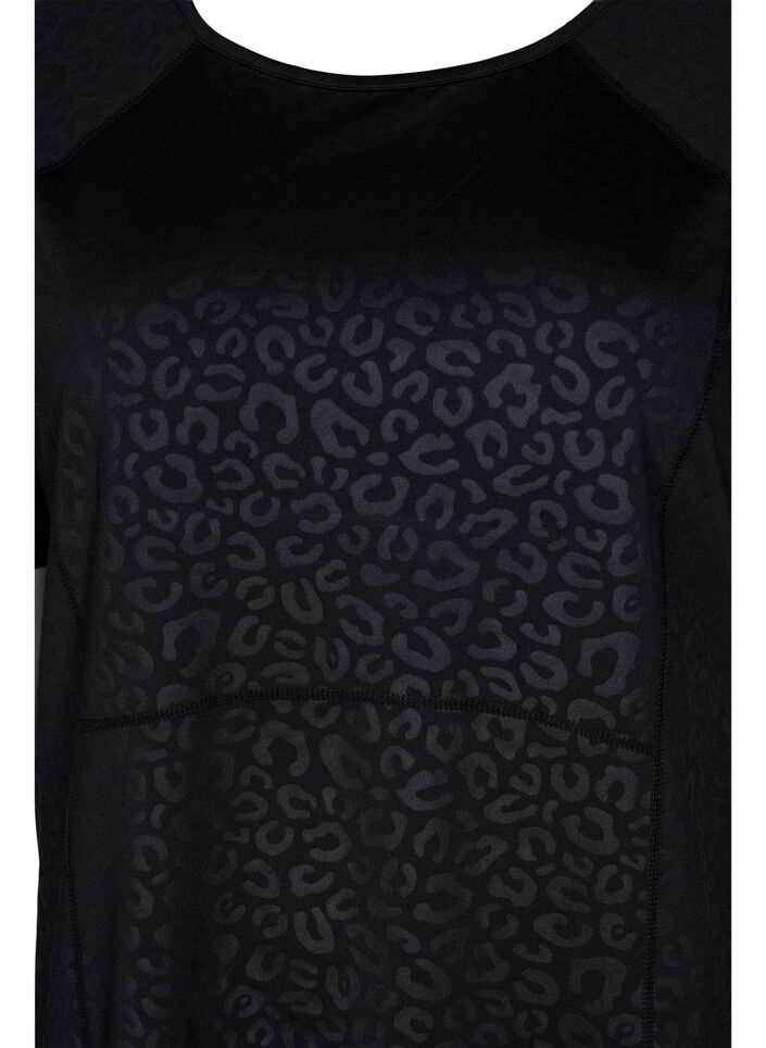 Sport T-shirt met print en mesh, Black, Packshot image number 2