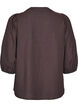 Blouse met ruitdessin, V-hals en 3/4-mouwen, Bruin, Packshot image number 1