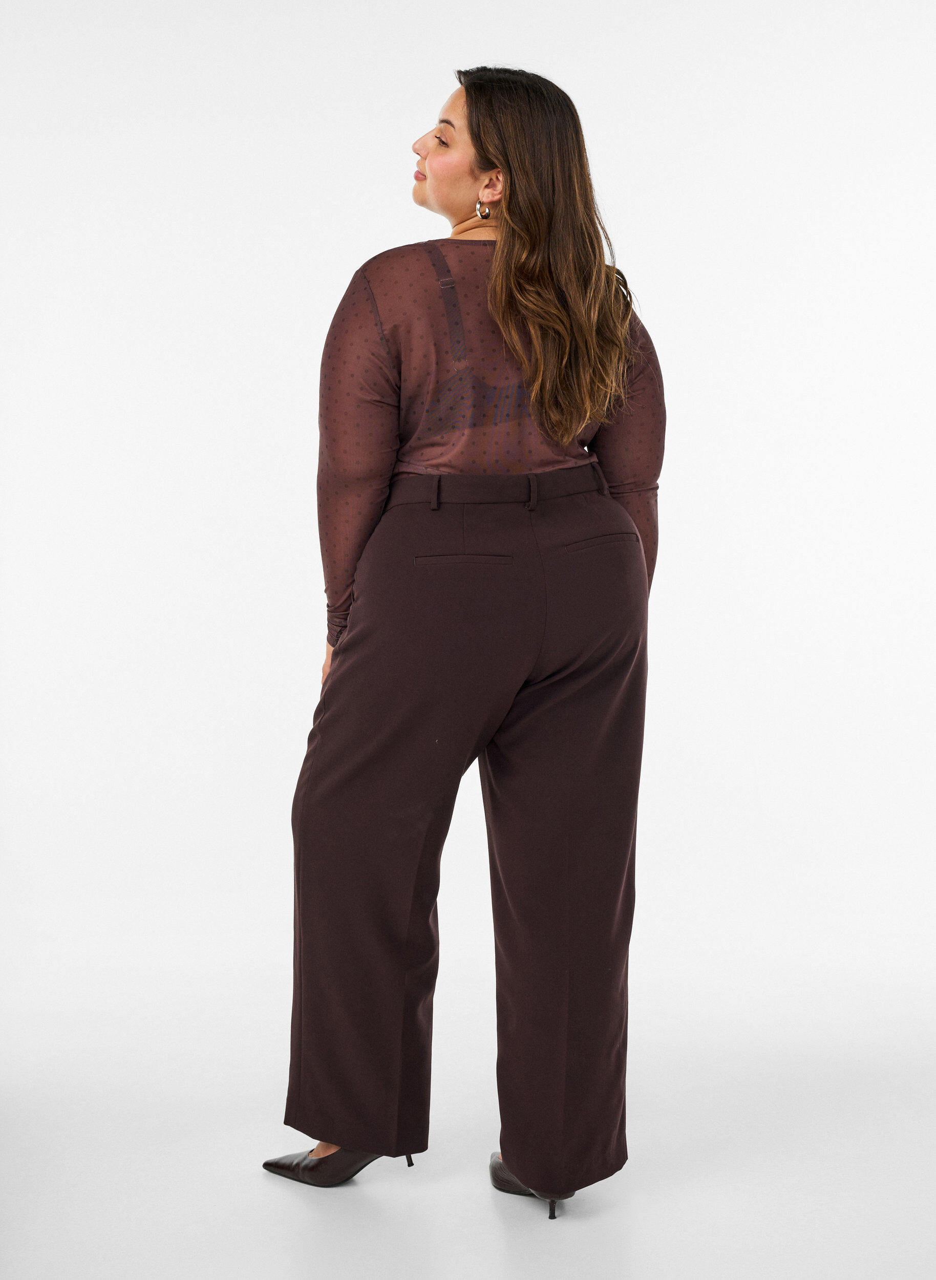 ZizziMesh blouse met print, Bruin, Model image number 2