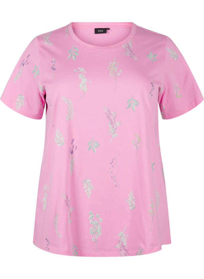 T-shirt van biologisch katoen met bloemenprint, Rosebloom W. Flower, Packshot image number 0