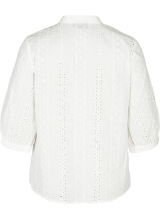 Katoenen top met borduursel anglaise, Bright White, Packshot image number 1