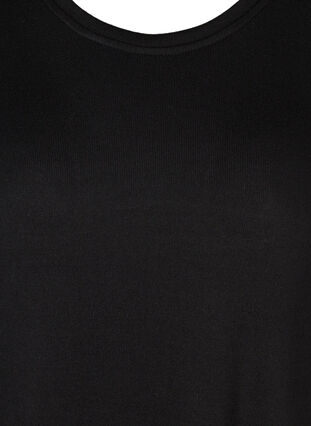 Effen kleurige jurk met lange mouwen en splitten, Black, Packshot image number 2