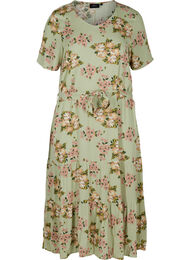 Midi-jurk met korte mouwen in viscose, Light Green April