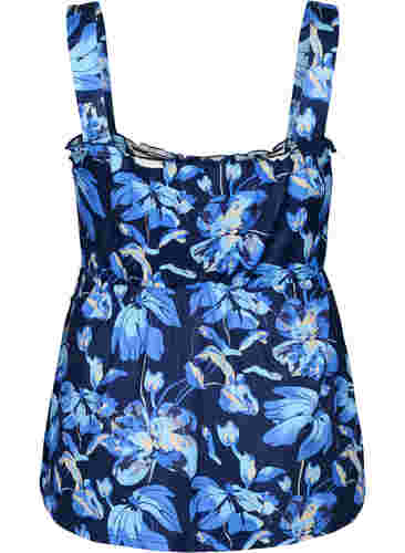 Borstvoedingsvriendelijke top met kousenband, Blue Flower Print, Packshot image number 1