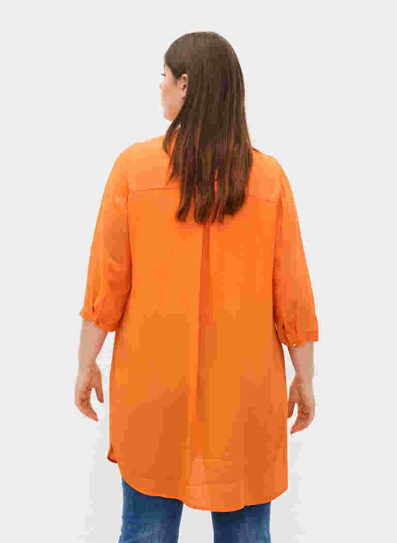 Lange viscose blouse met 3/4 mouwen, Orange Peel, Model image number 1
