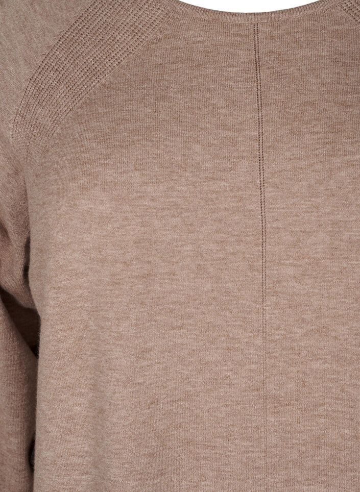 Gebreide jurk met een ronde hals en gebreid patroon, Fossil Mel., Packshot image number 2