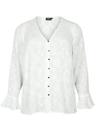 Lange mouw shirt met jacquard look, Bright White