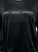 Velour Blouse met geborduurd tekst, Black, Packshot image number 2