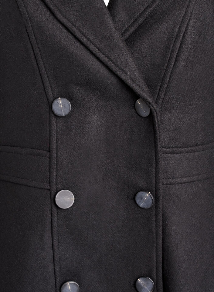 Een wollen jas in A-lijn met zakken, Zwart, Packshot image number 2
