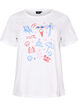 Dit T-shirt van biologisch katoen met strandprint, Wit, Packshot image number 0
