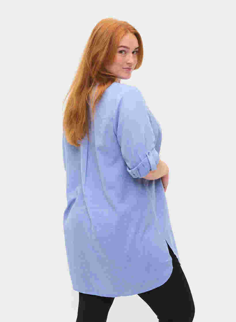 Lange blouse met 3/4 mouwen en v-hals, Ultramarine, Model image number 1