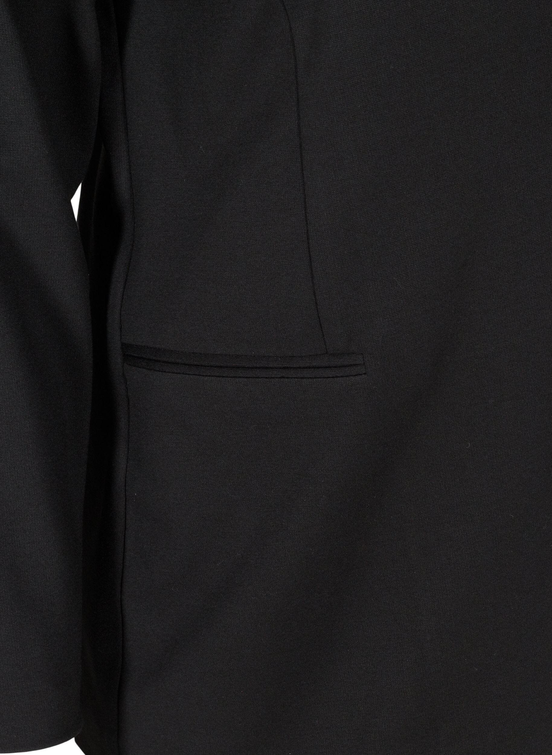 Zizzi Basic blazer met knoop en sierzakken, Black, Packshot image number 3