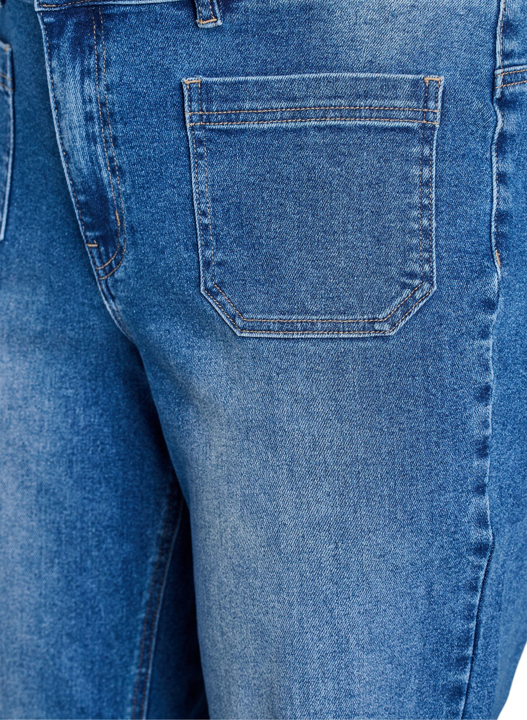 Zizzi Jeans met zakken aan de voorkant en rechte pijpen, Blauw, Packshot image number 2