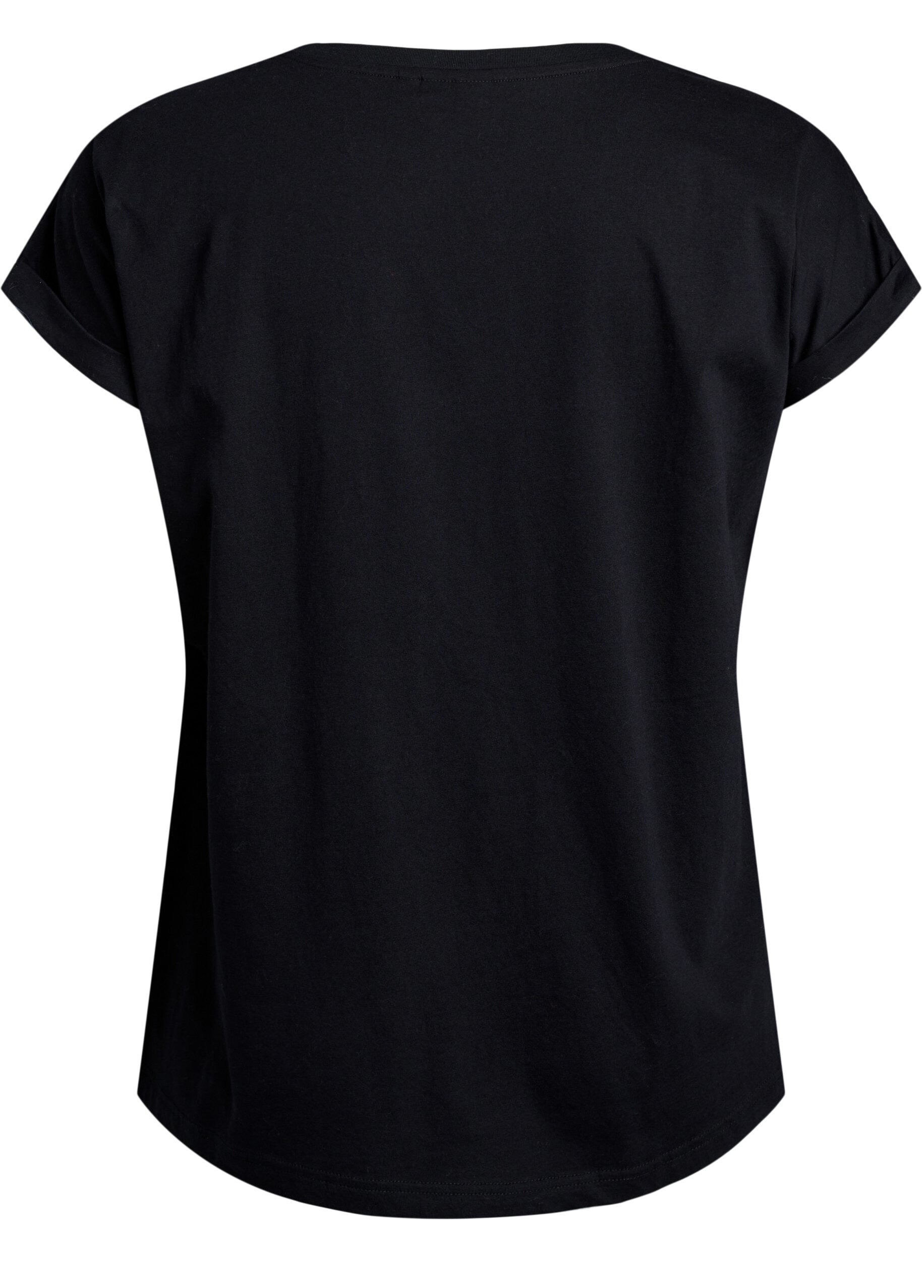 Zizzi T-shirt met luipaardprint en tekst, Black Leo, Packshot image number 1