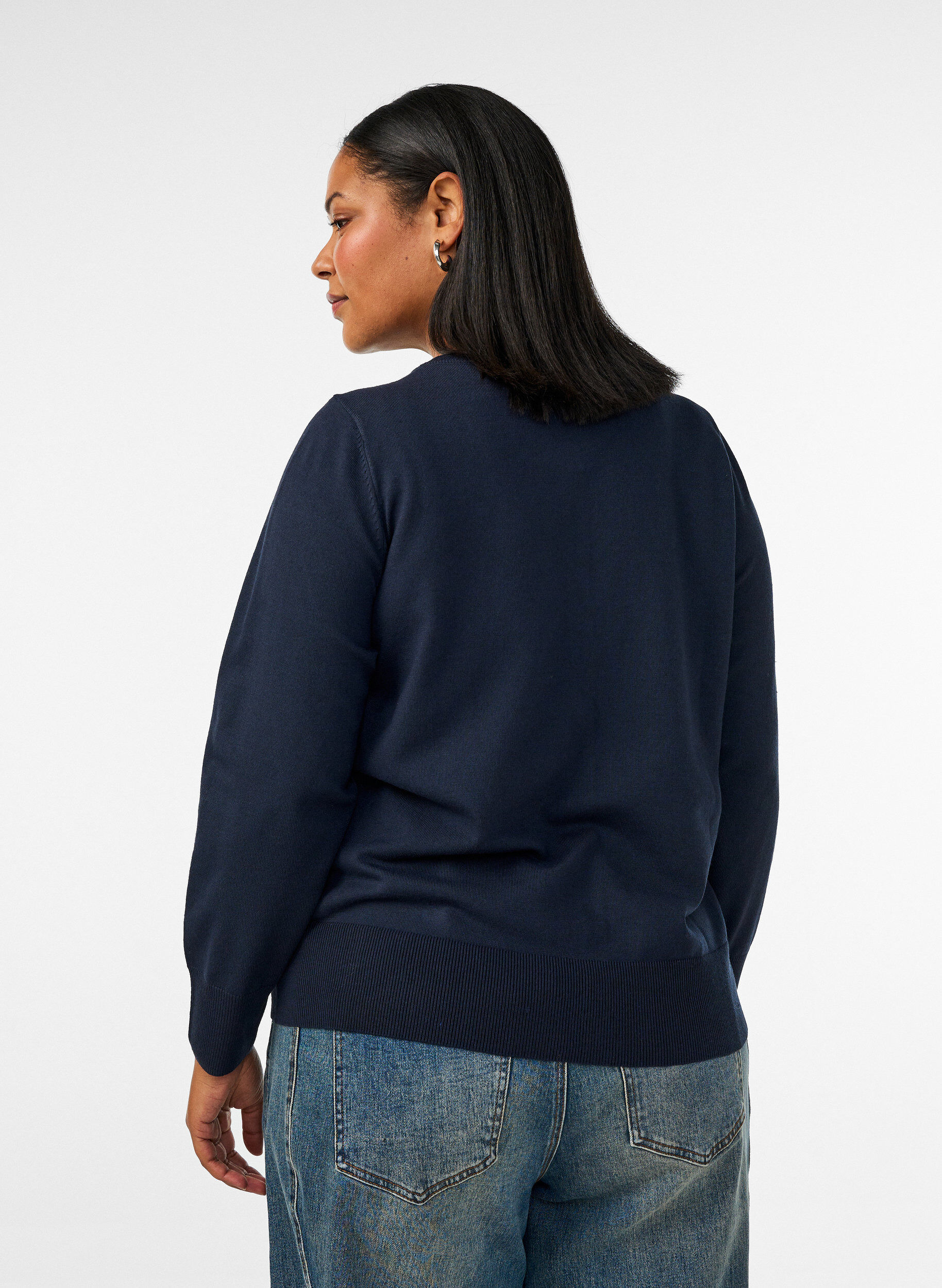 ZizziFijngebreide vest met ronde hals, Blauw, Model image number 2