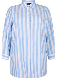 Lang shirt van linnen en katoen, Blue White Stripe