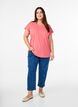 T-shirt met korte mouwen van katoenmix, Roze, Model image number 1