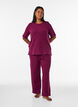Blouse met een textuur met ellebooglengte mouwen, Rood, Model image number 1