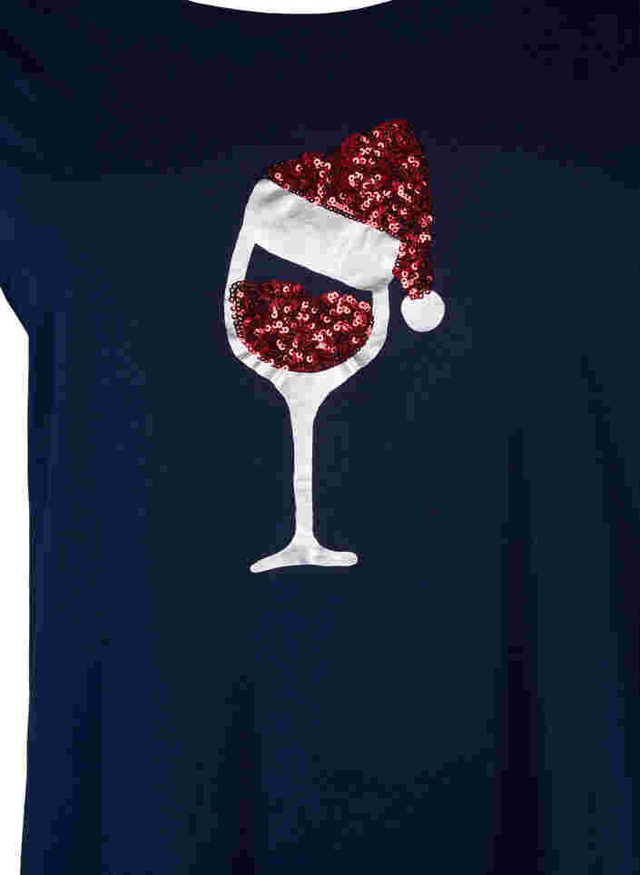 Kerst t-shirt in katoen, Navy Blazer Wine, Packshot image number 2