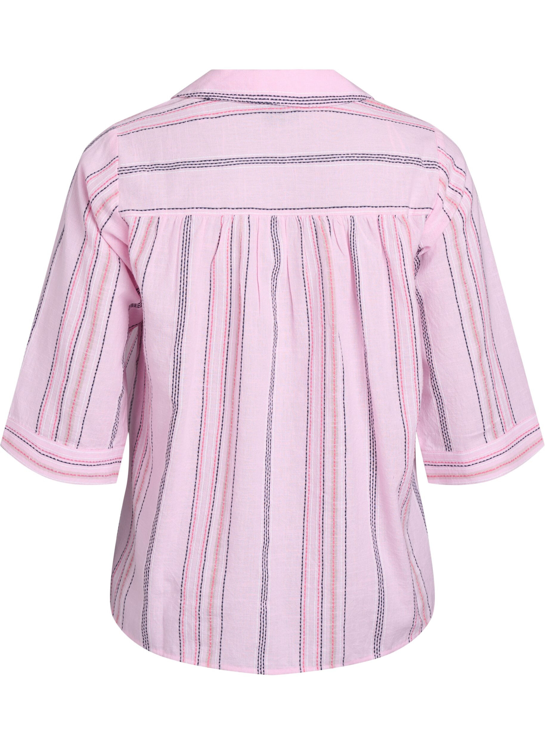 Zizzi Blouse met kraag en 3/4 mouwen, Roze, Packshot image number 1