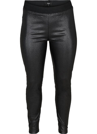 Lange glanzende legging, Black w/glitter, Packshot image number 0