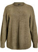 Gebreide blouse met V-vormig geribd patroon en zijsplitjes, Groen, Packshot image number 0