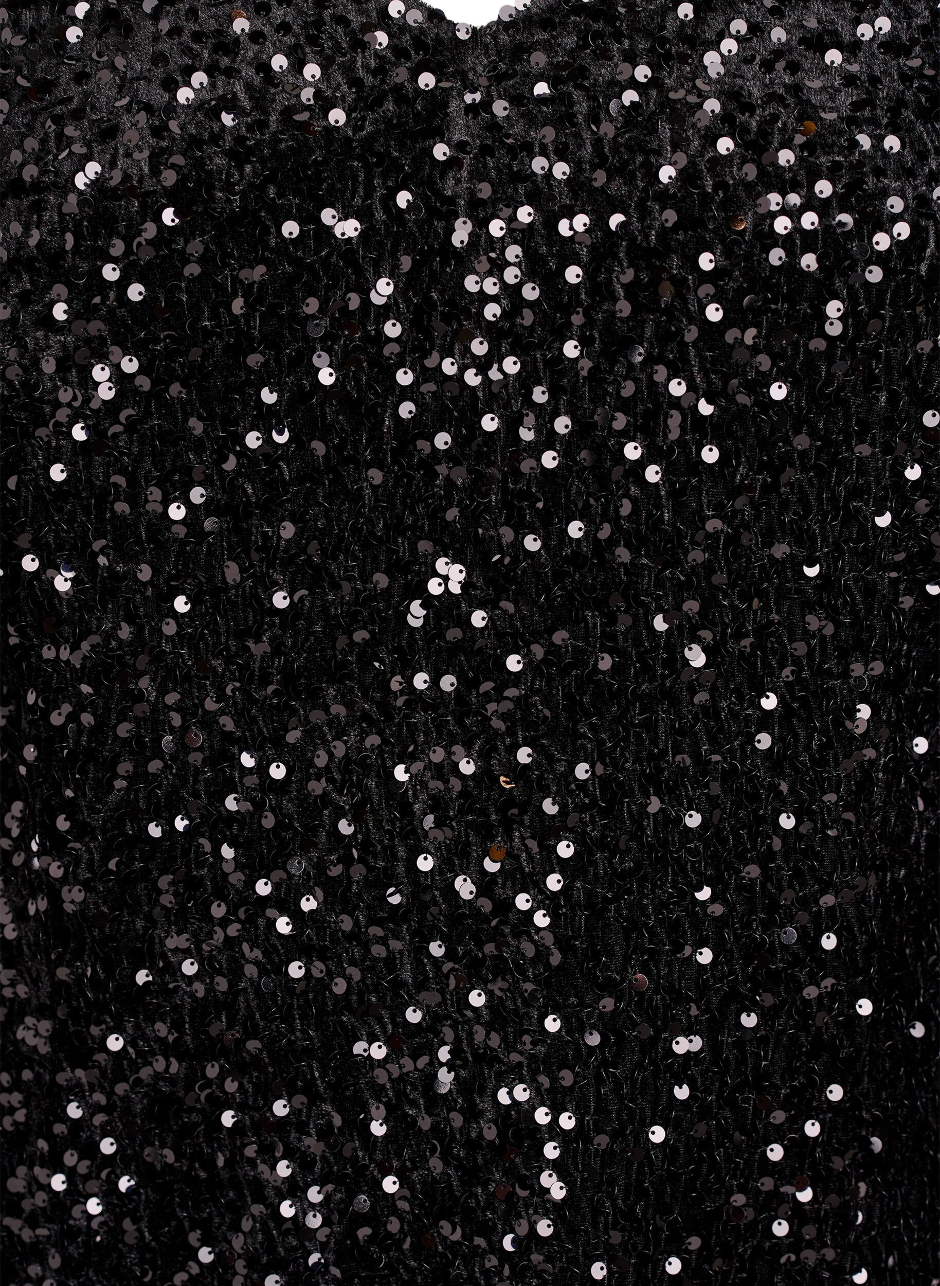 Zizzi Korte A-lijn jurk met pailletten, Zwart, Packshot image number 2