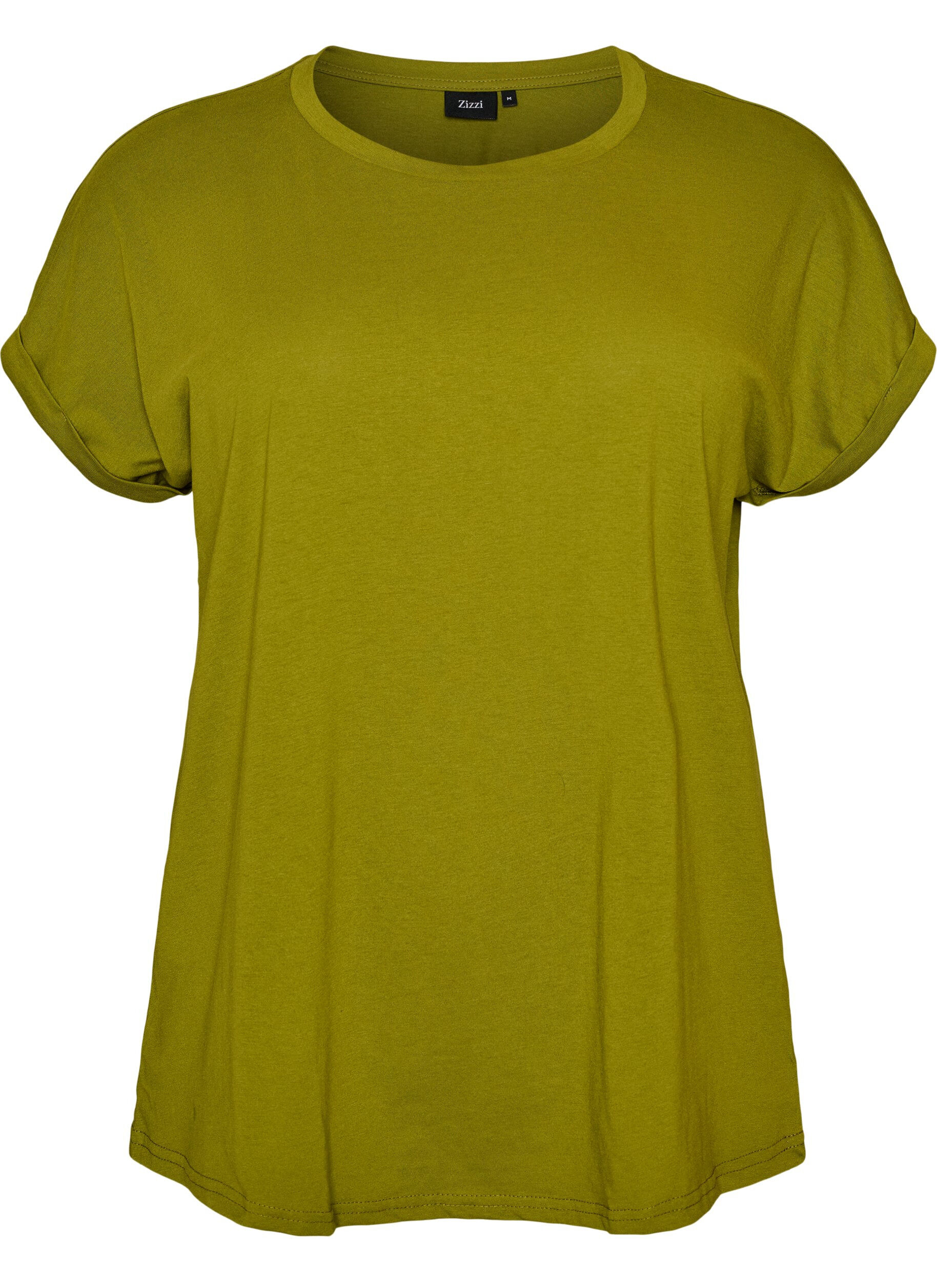 ZizziT-shirt met korte mouwen van katoenmix, Groen, Packshot image number 0