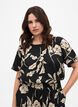 FLASH - Blouse met korte mouwen en print, Black Off White Fl., Model image number 0
